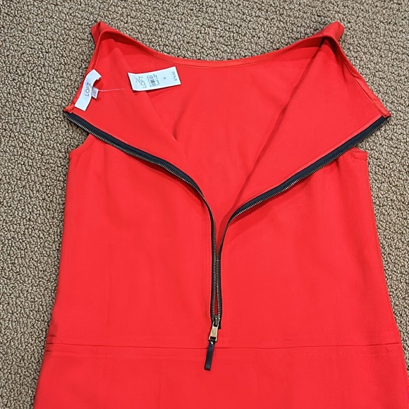 NEW Loft Sleeveless Shift Dress Front Pockets 70's Style Red Orange size 8 - Picture 14 of 17